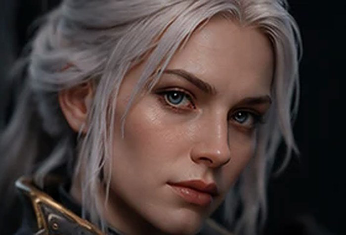 Close-up of the painted figure's face